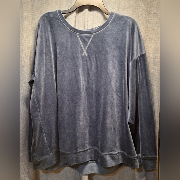 Muk Luks Tops - Muk Luks Cornflower Blue Velour Sweatshirt Pajama 2XL
